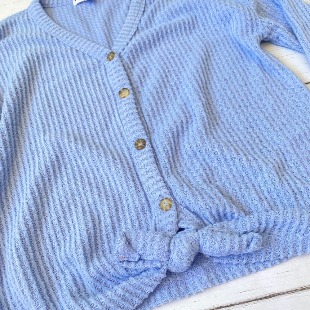 Girls Waffle Tie-Front Sweater - Picture 2 of 3